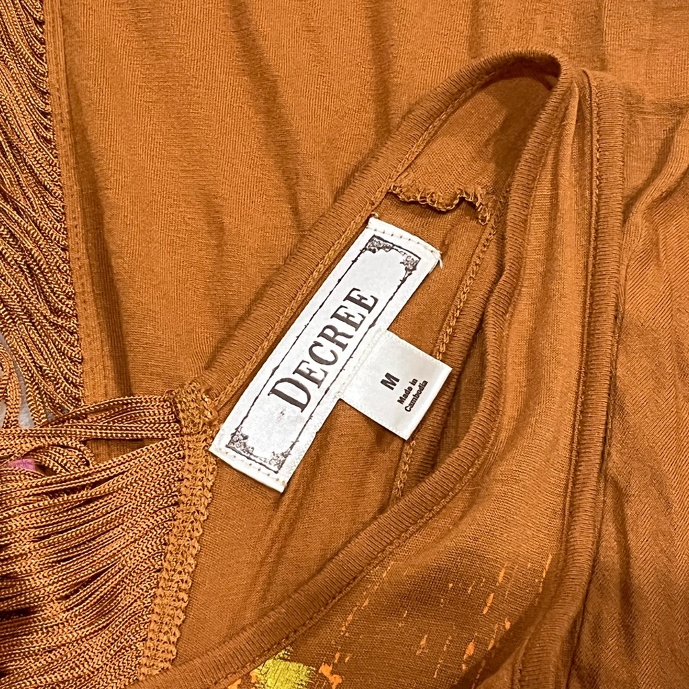 Decree High-Low Open Back Rust Orange Tank Top Medium - Picture 7 of 7